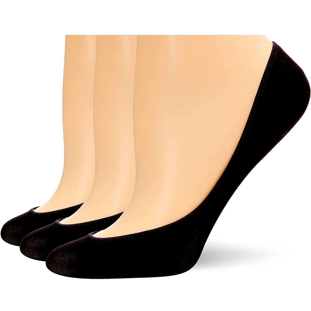 HUE Women’s Black Hidden Cotton Liners, 2 Pair Pack, Size Medium/Large, 7/10